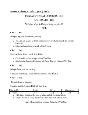 Đề khảo sát chất lượng học kì II năm học2014-2015 thời gian 45 phút (không kể thời gian phát đề)